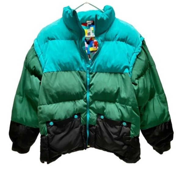 Lego x Target Collection Puffer Jacket Convertible Vest Youth XL Green Stripe
